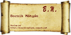 Bozsik Mátyás névjegykártya